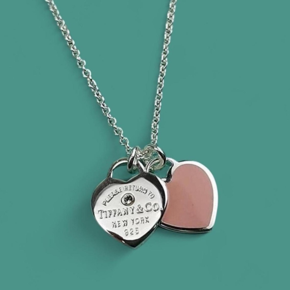 Tiffany & Co. Silver Necklace with Pink Heart Charm